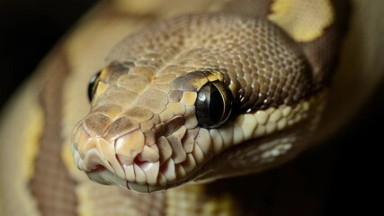 Poster - A close-up shot of a snake's head with its pink tongue sticking out