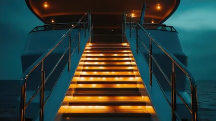 Poster - Stairs leading to the top of a boat, perfect for adventure or travel scenes