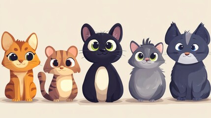 Naklejka na meble Cute cartoon cats in a row (3)