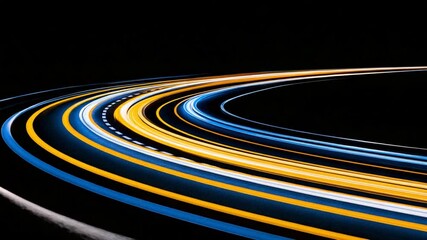 Poster - Dynamic Motion Blur of Light Trails on a Curved Road at Night Capturing Speed and Energy in Urban Environment