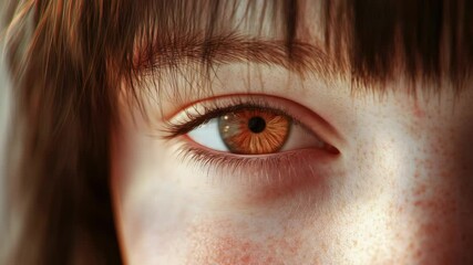 Poster - Close-up shot of a person's eye with visible freckles, great for personal or medical illustration