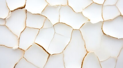 Poster - Cracked White Surface with Gold Veins, Textured Background for Artistic or Architectural Use