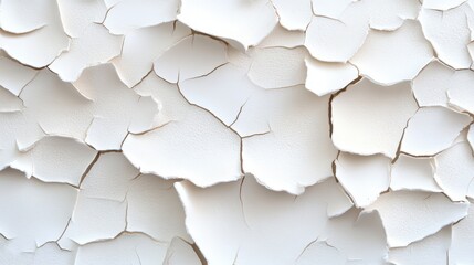 Poster - Cracked and Peeling White Paint on Surface with Textured Detail and Natural Elements in Background