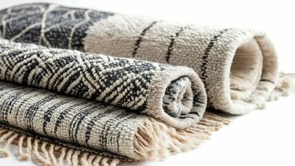 Poster - A stack of blankets resting on a table, perfect for decoration or cozy warmth