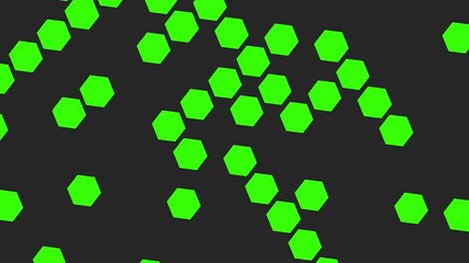 Poster - Neon green hexagons animating on black background.
