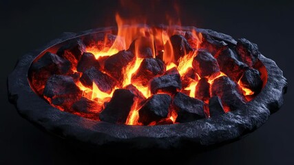 Poster - A close-up view of flames burning bright in a ceramic bowl