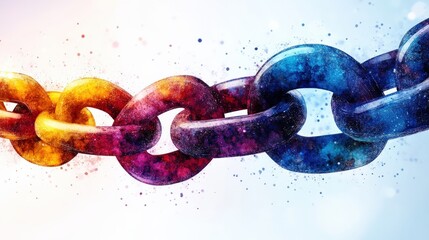 Poster - Colorful abstract chain links representing unity and connection against a vibrant background
