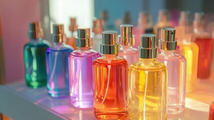 Poster - A collection of perfume bottles displayed on a table, great for showcasing scents or as a decorative piece