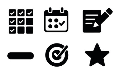 Poster - Task management solid icons set – filled, checklist and planning symbols