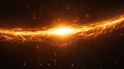 Wall Mural - Blazing cosmic nebula, bright center, dark background