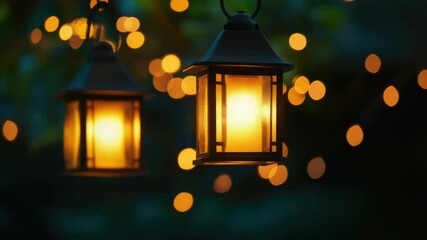 Aufkleber - Lights hung from a tree branch, simple and rustic decoration