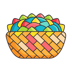 Poster - Illustration of a colorful woven basket filled with assorted items vector graphic design