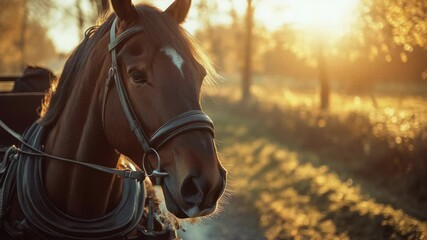 Poster - A horse with a bridle on its head, suitable for use in equestrian or farm-themed images