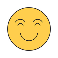Poster - Illustration of a happy face emoji, smiling face, yellow face, expression, emotion, and mood icon