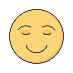 Poster - Relaxed emoji face yellow emoticon happy expression graphic vector illustration design element art