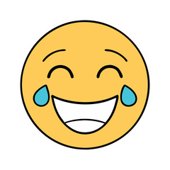 Poster - Laughing emoji face with tears of joy vector illustration funny expression happy emoticon graphic design