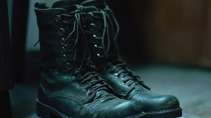 Poster - A pair of black boots sitting on the floor