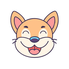 Poster - Smiling cartoon cat face vector illustration happy animal pet kitten character graphic design art