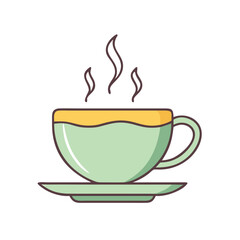 Poster - Illustration of coffee cup tea cup hot drink beverage cup saucer steam caffeine morning break time 90