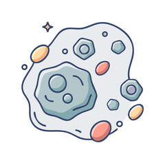 Wall Mural - asteroid illustration space rock cosmic object drawing outer space celestial body design vector