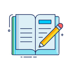 Poster - Open book education pencil writing study learning knowledge notebook school textbook icon vector design