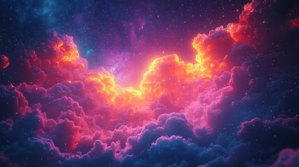 Wall Mural - Ethereal clouds ablaze with vibrant pinks and oranges