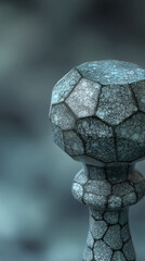 Poster - Close-up of a textured, geometric object resembling a pedestal, showcasing a cracked, blue-grey surface, ideal for product display or abstract concepts