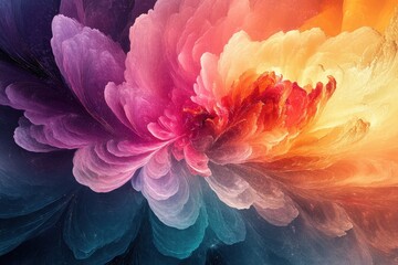 Poster - Colorful abstract floral design with vibrant patterns creates a mesmerizing visual experience in an energetic and artistic style