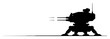 © Camel - autonomous turret robot firing silhouette vector engraving