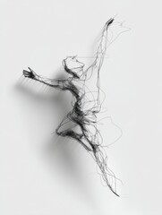 Aufkleber - Dynamic Animated Pencil Lines Create a Sketch of a Figure in Midair Expressing Freedom and Movement With Graceful Energy Generative AI