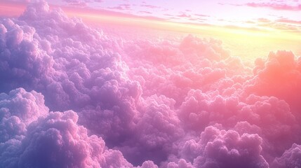 Wall Mural - Pink, purple, orange clouds fill a sunny, bright sky