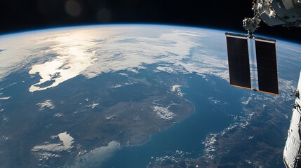 Wall Mural - stunning earth view from space showing clouds and coastline a breathtaking aerial image of our plane