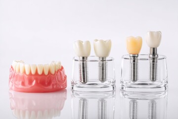 Aufkleber - Comparison Between Bridge, Denture, and Implant Highlighting Oral Health Solutions Generative AI