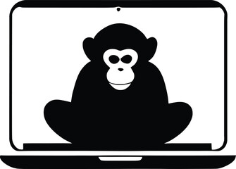 Fototapete - Modern Monkey Silhouette – Vector Illustration for Technology Designs, Software Applications
