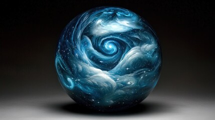 Wall Mural - Spherical galaxy with swirling blue clouds and star details