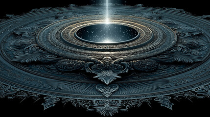 Poster - abstract digital background featuring a glowing circular interface with intricate patterns, represen