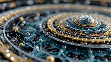 Poster - abstract digital background featuring a glowing circular interface with intricate patterns, represen