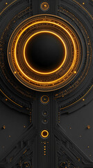 Poster - abstract digital background featuring a glowing circular interface with intricate patterns, represen