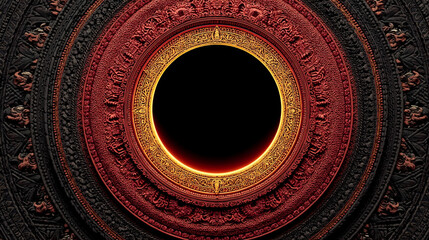 Poster - abstract digital background featuring a glowing circular interface with intricate patterns, represen