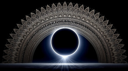Poster - abstract digital background featuring a glowing circular interface with intricate patterns, represen