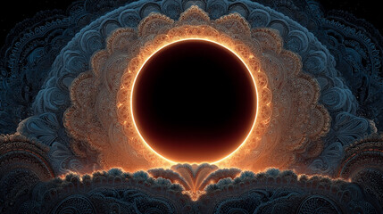Poster - abstract digital background featuring a glowing circular interface with intricate patterns, represen