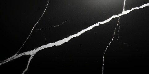 Poster - Black and white photo of a crack in a wall. The crack is long and white, and it is a part of a larger crack. The photo has a moody and somewhat ominous feel to it