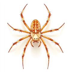 Wall Mural - Vibrant Orange Spider with Intricate Pattern and Detailed Anatomy A Closeup Macro Shot of a Creepy Crawly Arachnid Showcasing its Impressive Legs Fangs and Compound Eyes in a Natural Outdoor Setting