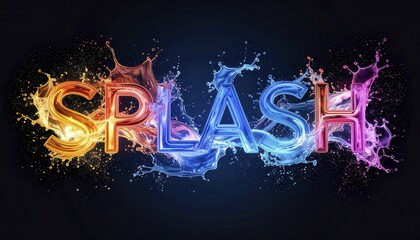Poster - Vibrant Water Splash Graphic with Colorful Typography