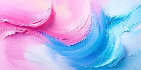 Poster - Colorful abstract painting with pink and blue swirls. The painting has a dreamy, whimsical feel to it
