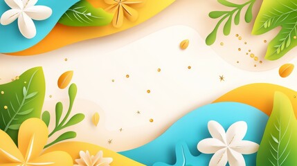 Aufkleber - Colorful background with a white flower on it. The background is a mix of blue and yellow