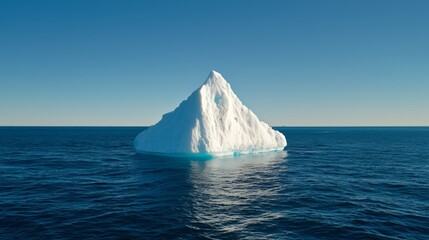 Poster - Huge ice block floating in the ocean. The ice is melting and the water is blue. Concept of loneliness and isolation