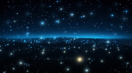 Poster - Starry night sky with a bright yellow star in the middle. The stars are scattered throughout the sky, creating a sense of depth and wonder. The scene evokes a feeling of awe