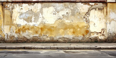 Poster - Wall with a lot of cracks and peeling paint. The wall is white and the cracks are brown
