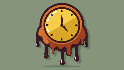 Aufkleber - Creative melting clock illustration representing the passage of time with dripping design features against a solid background